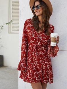 Fashion Puff Sleeve Lace Printed Short Dress Women Summer V Neck Red Small Floral Casual Mini Dresses For LadiesDescriptionOrigin:CN(Origin)Sleeve Style:Puff SleeveSilhouette:A-LINENeckline:V-NeckStyle:CasualDresses Length:Knee-LengthMaterial:PolyesterAge:Ages 35-45 Years OldSeason:SummerClosure Type:PulloverType:RegularRelease Date:Summer 2021Fabric Type:ViscoseMaterial Composition:Synthetic fiberWaistline:empirePattern Type:PrintProfile Type:ASleeve Length(cm):FullGender:WOMENBody SizeSize ... Spring Burgundy Mini Dress, Burgundy Mini Dress For Spring, Casual Burgundy Mini Dress For Spring, Red Mini Dress For Fall Brunch, Red Long Sleeve Mini Dress For Spring, Red Bohemian Dress, Short Dress Women, Dresses For Ladies, Bohemian Style Clothing