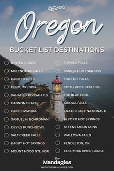 the oregon bucket list is shown in this image