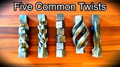 five different types of metal pieces on a wooden surface with the words five common twists