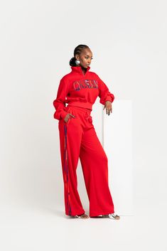 RED QUEEN Pullover JOGGER Set Queen Embroidery, Infinity Top, Crop Pullover, Black Sweats, Infinity Dress, Red Queen, Red Sneakers, Ankara Fabric, Jogger Set