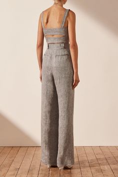 Amanda Linen High Waisted Tailored Pant | Ash | Pants | Shona Joy – Shona Joy International Honeymoon Wear, Knife Pleat, Shona Joy, Bralette Top, Bralette Tops, Tailored Pants, Style Dresses, Pure Linen, Pocket Detail