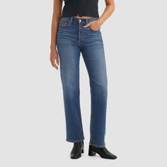 Levi's® highest high rise yet. The Ribcage Jean—with its soaring 12-inch rise—has become a hip-slimming, waist-defining, leg-lengthening obsession. This fit will show off your figure and make you feel as amazing as you look. In 1873, Levi's ® invented the blue jean. What started as a piece of clothing for the American worker quickly became an icon of American style around the globe. And every Levi's ® style is crafted with the same high standard of craftsmanship and quality they've always been k Blue Straight Fit Jeans For Fall, Blue Jeans For Fall With Standard Cut Leg, Levi's Full-length Blue Jeans, Levi's Blue Full-length Jeans, Levi's Full Length Blue Jeans, Levi's Blue Flare Jeans, Levi's Straight Blue Bottoms, Levi's Blue Jeans For Fall, Ribcage Jeans