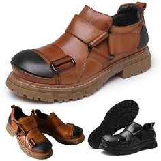 Category:Casual Shoes,Oxfords; Upper Materials:Leather; Embellishment:Splicing; Season:Winter; Gender:Men's; Activity:Walking,Hiking; Toe Shape:Round Toe; Style:Casual,Vintage; Boot Shaft:Booties / Ankle Boots; Outsole Materials:Rubber; Occasion:Outdoor,Daily; Closure Type:Lace-up; Function:Slip Resistant,Comfortable,Height Increasing,Warm; Pattern:Solid Colored; Listing Date:10/20/2023; 2023 Trends:Retro,Handmade Shoes; Foot Length:null; Foot Width:null; Size chart date source:Measured by Light Spring Leather Martin Boots For Work, Fall Oxfords With Rubber Sole Cap Toe, Fall Cap Toe Oxfords With Rubber Sole, Brown Cap Toe Oxfords For Spring, Vintage Lace-up Shoes With Flat Heel For Fall, Spring Brown Cap Toe Oxfords, Casual Leather Shoes With Brogue Detailing For Fall, Fall Martin Boots With Cap Toe And Leather Sole, Fall Workwear Ankle-high Leather Shoes