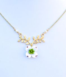 White Dogwood and Branch Necklace. Flower and Branch Necklace. - Etsy Spring Wedding Theme, Wedding Themes Spring, Necklace Leaf, Jewelry Clay, Branch Necklace, Dogwood Flowers, Necklace Flower, Inspired Necklace, Floral Jewelry