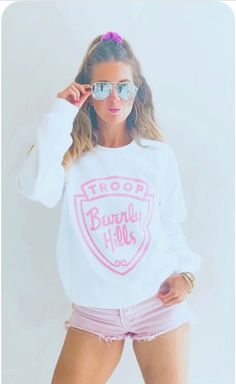 Soft, fluffy white unisex sweatshirt Cotton and polyester blend Printed in the USA Patches Sweatshirt, Girl Scout Shirts, Troop Beverly Hills, Vintage California, Sweatshirt Vintage, Girl Scout, Girl Scouts, Vintage Sweatshirt, Beverly Hills