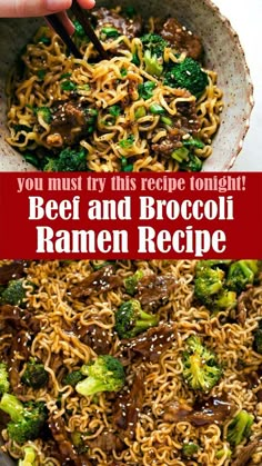 Easy Beef and Broccoli Ramen Beef Ramen Noodle Recipes, Ramen Noodle Recipes Easy, Beef Ramen, Easy Beef And Broccoli, Ramen Recipe, Recipe For Dinner, Beef And Broccoli