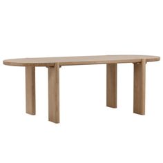 an oval wooden table with two legs on the top and one leg extended to the side