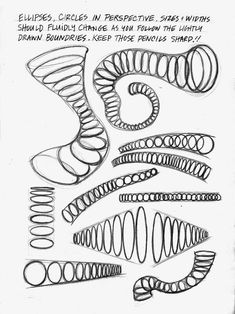 a drawing of spirals and lines on paper