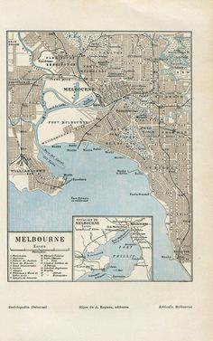 an old map of melbourne, australia