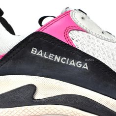 Description: Balenciaga triple s trainer Very rare S/S 2018 runway collection item Designed by Demna Gvasalia White, black and pink suede, leather and mesh upper Hand-distressed / dirty finish effect Oversized, chunky "triple sole' design Logo details on side, heel, and sole Includes original box, dust bag, tags, and extra laces Details: Size: EU 40, US 10 Color: White/pink/black Material: Suede, leather, mesh Condition: New / unworn Brand: Balenciaga Shipping: STANDARD: $9.95 EXPEDITED: $19.95 Pink Leather Sneakers With Logo Print, Pink Sneakers With Logo Print For Streetwear, Pink Logo Sneakers For Streetwear, Demna Gvasalia, 2018 Runway, Balenciaga Triple S, Pink Suede, Runway Collection, Black And Pink