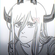 an anime character with horns on her head