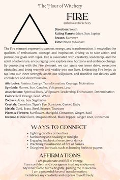 Fire Elemental Correspondences, Witchcraft, Elemental Magic, Attributes, Connect, Affirmations Calling The Four Directions, Elements In Witchcraft, Fire Element Witchcraft, The Hour Of Witchery, The Elements Witchcraft, Element Correspondences, Elements Witchcraft, Fire Witchcraft, Elemental Correspondences