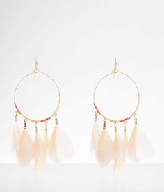 "Boutique By BKE Feather Hoop Drop Earring - Cream/Gold , Women's Gold Beaded earring Drop measures 3 5/8" with a 1 1/2" diameter. Apparel & Accessories" Gold Bead Earrings, Beaded Earring, Earring For Women, The Boutique, Drop Earring, Cream And Gold, Boutique Jewelry, Gold Beads, Come Back