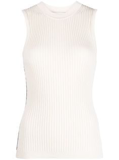 ivory white/jet black knitted construction ribbed knit crew neck sleeveless straight hem Knit Dresses, Black Tweed, Ribbed Knit Dress, Airport Fashion, Ribbed Knit Top, 3.1 Phillip Lim, Airport Style, Ivory White, Phillip Lim