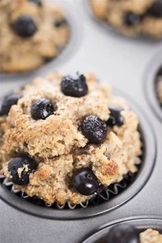 blueberry muffins with oatmeal topping in a cupcake tin