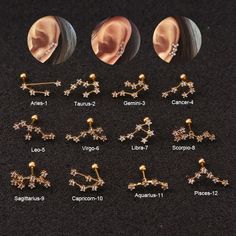 the different types of ear piercings are shown