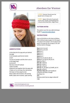 an instruction manual for the headband ear warmer