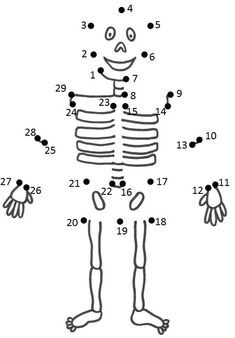 a cartoon skeleton is shown with numbers on it