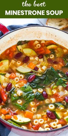 the best minestone soup with vegetables and pasta