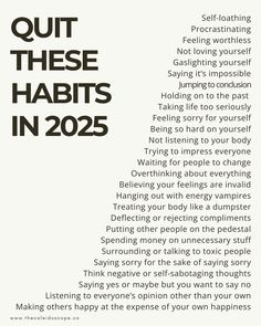 New Year, New You! It's time to quit the bad habits that aren't helping you achieve your goals. They might be small, tiny or even unnoticeable habits, but trust me, they can make a BIG impact to your success, growth and glow up journey. Click this post to learn the micro habits you can adopt today to level up, achieve your goals and become a better you. new year goals, self-improvement, routine and habits, morning routine, sunday routine, night routine, positive mindset, Things To Quit 2025, Things To Quit In 2025, Morning Routine Sunday, New Year Habits, Vision Board Categories, Micro Habits, Quit Bad Habits, Sunday Routine, Year Goals