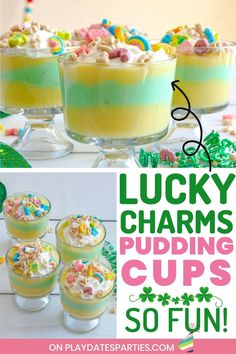 lucky charms pudding cups so fun for st patrick's day