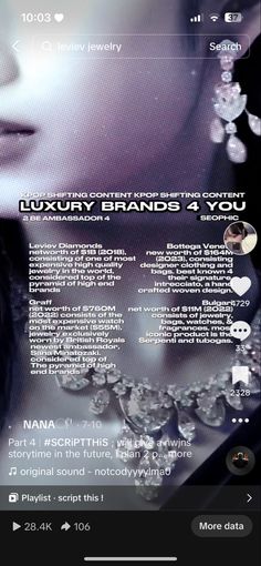 the website for luxury brands 4 you is displayed on a cell phone with an image of a woman's face