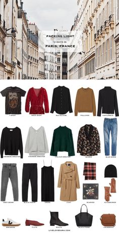 Paris Packing List Spring, Paris Travel Wardrobe, Fall Packing List, What To Pack For Paris, Paris Packing List, Fall Packing, Paris Outfit Ideas, Paris Packing, What To Wear In Paris