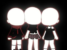 three people standing in the dark with their backs to each other