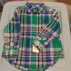 Never Been Worn, New With Tags, Button Up Shirt By Ralph Lauren. This Shirt Has So Many Great Colors, Tags Still On Shirt. Great Dress Shirt To Compliment Any Occasion. Ralph Lauren Green, Lauren Green, Boys Top, Ralph Lauren Shirt, Button Up Shirt, Shirt Color, Dress Shirt, Kids Shirts, Shirts Tops