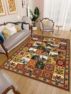 a living room filled with furniture and rugs