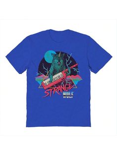 COMFY & COOL:  This is a licensed product by THREADLESS © Copyright 2024. Made of great-quality materials that are durable, comfortable, and easy to care for. Whether you're looking for a funny, inspirational, or pop-culture-inspired graphic tee shirt, we've got you covered.Nearly There Strange Wolf Graphic Cotton Short-Sleeve T-Shirt Royal Blue Casual  Short Sleeve Cotton Cartoon,Geometric,Letter  Medium Stretch  Men Clothing, size features are:Bust: ,Length: ,Sleeve Length: Blue Cotton Pop Culture T-shirt, Blue Crew Neck T-shirt, Pop Culture Style, Blue Band Merch T-shirt, Band Merch Blue T-shirt With Sublimation Print, Blue Retro T-shirt With Front Print, Blue Short Sleeve Pop Culture T-shirt, Retro Blue T-shirt With Front Print, Blue Pop Culture Short Sleeve T-shirt, Blue Pop Culture Fan Merchandise T-shirt