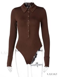 Luxurious Rebecca Long Sleeve Bodysuit Casual Brown Long Sleeve Bodysuit, Trendy Brown Long Sleeve Bodysuit, Fitted Brown Casual Bodysuit, Casual Fitted Brown Bodysuit, Casual Brown Fitted Bodysuit, Casual Brown Bodysuit For Spring, Trendy Brown Bodysuit For Spring, Fitted Brown Bodysuit For Spring, Fitted Brown Bodysuit For Fall