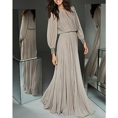 Silhouette:A-Line; Hemline / Train:Floor Length; Closure:Zipper UP; Embellishment:Pleats,Beading,Buttons; Fabric:Chiffon; Sleeve Length:Long Sleeve; Style:Elegant  Luxurious; Neckline:Jewel Neck; Listing Date:11/13/2019; Bust:; Hips:; Hollow to Floor:; Waist:; Wrap:No Bride Dress Elegant, Long Sleeve With Buttons, فستان سهرة, Chiffon Long Sleeve, Mother Of The Bride Dress, Groom Dress, Jewel Neck, Long Sleeve Maxi, Dress Elegant