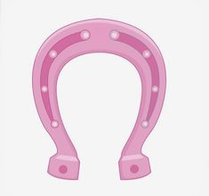 a pink horseshoe shaped object with hearts on the top and bottom, sitting in front of a white background