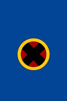 an image of a red and black x symbol on a blue background with space for text