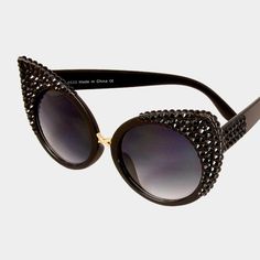 Style No : [359095] Sg1119-Bk-M-Jet Color : Black, Jet Black Size: 5.75" X 2.5" Made With Austrian Crystals Crystal Embellished Metal Frame Cat Eyes Sunglasses Black Cat Eye Sunglasses For Summer Party, Black Glass Cat Eye Sunglasses For Party, Black Cat Eye Sunglasses With Tinted Lenses For Parties, Chic Black Cat Eye Sunglasses For Party, Glamorous Black Sunglasses For Summer, Black Cat Eye Sunglasses For Party, Black Cat Eye Sunglasses For Parties, Trendy Black Sunglasses With Rhinestones, Elegant Black Sunglasses With Rhinestones