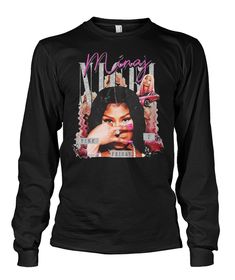 a black long sleeve shirt with an image of a woman's face