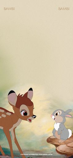 the little deer and the rabbit are looking at each other