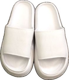 Comfortable Non-slip White Sandals, Comfortable White Slip-on Sandals, White Non-slip Slippers With Flat Heel, White Non-slip Flat Heel Slippers, White Non-slip Flat Heel Sandals, Comfortable White Slides With Flat Heel, Comfortable White Flat Heel Slides, White Comfortable Slides, White Flat Slippers With Textured Footbed