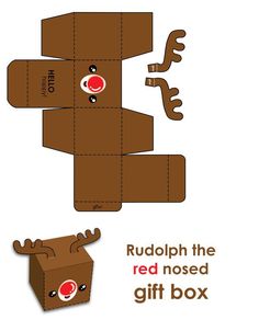 rudolph the red nosed gift box is cut out and ready to be made into an origami reindeer