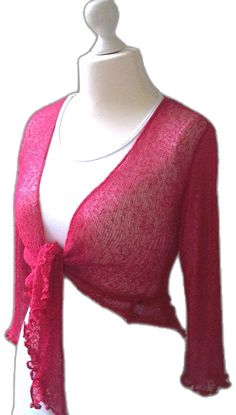 Red V-neck Cardigan For Spring, Red V-neck Spring Cardigan, Red V-neck Summer Outerwear, Fitted Wrap Cardigan For Layering, Pink Fall Shrug, Pink Long Sleeve Shrug For Spring, Fitted Red Cardigan, Red Open Front Sweater For Spring, Long Sleeve Pink Shrug For Spring