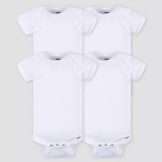 Gerber Baby 4pk Short Sleeve Onesies - White : Target Coordinates Outfits, Baby Shower Crafts, White Onesie, Gerber Baby, Baby Cap, Surprise Party, Baby Shower Fun, One Piece Outfit, White Bodysuit