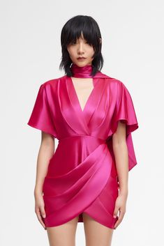 Draped Sleeves, Evening Jumpsuit, Drape Sleeves, Mini Dresses Online, Scarf Dress, Neck Scarves, Vest Dress, Fall Dresses, Occasion Wear