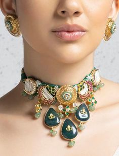 Fine quality and craftsmanship. Perfect for desi weddings and cocktail dinners This multi colour designer necklace is made with far size agate stone in the centre & completed with pearls, multi colour agates & polkis.Ideal to be worn on festive, party & wedding occassions on your Indian & fusion attire.  Necklace comes in drawstring cord therefore adjustable Luxury Traditional Jewelry With Colorful Beads, Luxury Meenakari Necklaces For Designer Wear, Luxury Multi-stone Jewelry For Diwali, Luxury Traditional Necklace With Stone Work, Antique Choker, Colorful Choker, Temple Jewellery Earrings, Temple Jewelry Necklace, Choker Necklace Designs