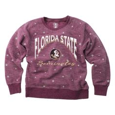 Wrap your young fan in cozy Florida State Seminoles pride with the Wes & Willy Shimmer Star Reverse Fleece Raglan Pullover Sweatshirt. Lightweight and perfect for mild temperatures, this pullover sweatshirt features raglan sleeves for greater freedom of movement in the shoulders and arms. The whimsical allover star print with shimmering details adds a touch of fun to your young fan's game day look. Winter Game Day Fleece Top, Winter Team Spirit Fleece Tops, Winter Fleece Tops For Sports Fans, Winter Fleece Tops For Fan Gear, Winter Fleece Top For Fan Gear, Winter School Spirit Tops With Relaxed Fit, Winter Fleece Tops For Fans, Winter School Spirit Fleece Top, Winter Fleece Tops For School Spirit