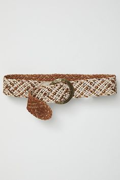 Forever cool and classic, this timeless waist belt is featured in a staple woven fabrication with head-turning circular buckle at center for an added special touch. | Ocean Side Waist Belt by Free People in Tan, Size: S/M Chic Woven Belts For Beach, Chic Woven Belt For Beach, Chic Woven Belts For The Beach, Casual Woven Belts For Spring, Beige Woven Belts For Spring, Spring Beige Woven Belt, Adjustable Woven Beige Belt, Casual Brown Woven Belt, Adjustable Woven Belt For Summer