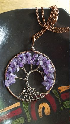 "Tree of Life Pendant~Wire Wrapped Pendant Brass & Copper~Purple Amethyst Gemstone~Tree Pendant~Boho Necklace~Handmade Jewelry~18 inch Copper Chain with 2\" Extender~JewelsandMetals. Pretty handmade tree of life pendant! Size: Pendant is 2.5 inches Long x 2 inches Wide Chain is 18 inches Long with a 2 inch extender" Gemstone Tree, Handmade Tree, Beaded Flats, Elephant Charm, Tree Of Life Pendant, Tree Pendant, Copper Chain, Crazy Lace Agate, Blue Agate