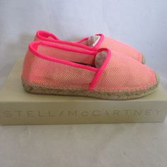 From The Estate Of One Of This Country's Top Fashion Buyers With Incredible Luxury Tastes, Who Worked Directly With Many Designers Herself, Stunning Brand New In Box Pair Of Women / Ladies Stella Mccartney Espadrilles / Slipper In Pink And Green. Measure Approx 9.75" Heel To Toe, 3.25" Wide. Perfect Gift For High Couture Fashionista! Check Out My Other Items For Sale -- Including More Stella And Loads Of Luxury Funktacular Clothes/ Boots / Designer Handbags, Primitives, Jewelry, And More! Pink Flat Heel Espadrilles With Woven Sole, Pink Espadrilles With Woven Sole And Round Toe, Pink Flat Espadrilles With Woven Sole, Pink Slip-on Espadrilles With Woven Sole, Pink Round Toe Espadrilles With Woven Sole, Pink Round Toe Espadrilles For Spring, Pink Closed Toe Casual Espadrilles, Casual Pink Espadrilles With Woven Sole, Casual Pink Flat Espadrilles