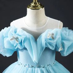 Elevate any special occasion with the DreamyVow Luxury Sky Blue Girl Dress! This stunning off-the-shoulder gown features a beautiful bowknot, adding a touch of elegance to your little one's look. Perfect for birthdays, weddings, and pageants. Feel confident and stylish in this princess gown. Princess Style Blue Ball Gown For Formal Occasions, Princess Style Off-shoulder Party Dress, Elegant Blue Princess Dress With Bow, Off-shoulder Dresses For Prom Season Pageants, Blue Princess Dress With Bow, Blue Princess Dress For Prom Season, Blue Princess Dress For Formal Occasions, Princess Style Off-shoulder Prom Dress, Elegant Light Blue Gown For Dress-up