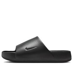 The Nike Calm Slide 'Black' is the perfect combination of style and comfort. Featuring a sleek, one-piece design with seamless foam cushioning, the shoe provides a snug fit and superior cushioning for all-day comfort. The breathable material ensures a cool and dry feel, making it the ideal choice for relaxing by the pool. Inspired by the minimalist design, the Calm Slide 'Black' is the perfect way to add a touch of style to any outfit. With its timeless design and superior comfort, the Nike Calm Black Modern Slip-on Slides, Functional Synthetic Slip-on Slides, Slip-resistant Black Sandals, Modern Black Slip-on Slides, Modern Synthetic Slides For Streetwear, Black Slip-resistant Slip-on Slippers, Modern Black Slip-on Slippers, Casual Black Slippers With Arch Support, Casual Synthetic Slides That Are Fade-resistant